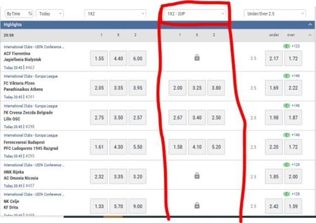 Screenshot showing the 2UP icon that will be displayed if the match falls under this promo.